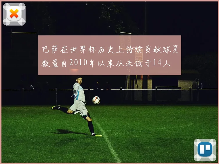 巴萨在世界杯历史上持续贡献球员数量自2010年以来从未低于14人